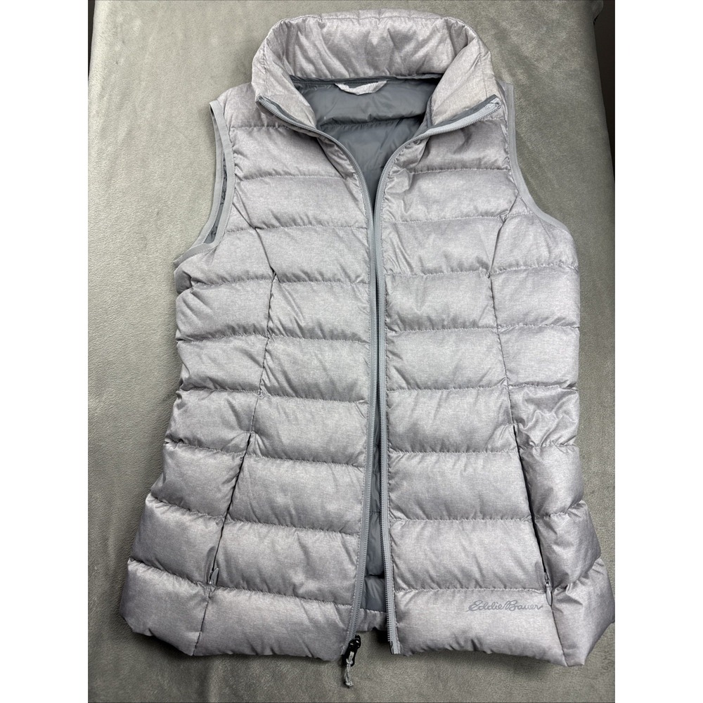 Eddie Bauer Vest Womens XS Down Puffer EB650 Quilted Pockets Insulated Gray